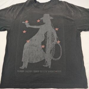 Beyonce Cowboy Carter Concert Merch Silhouette Holding A Loaded Mic Tshirt XL
